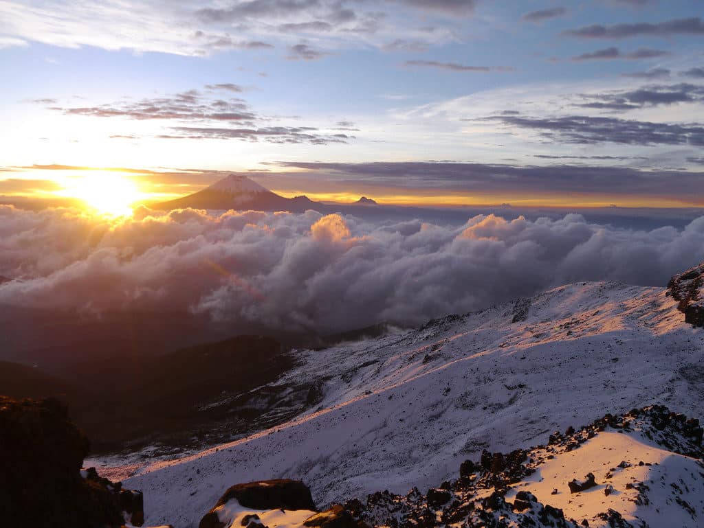 High plains landscape in South America with mountains and llamas
